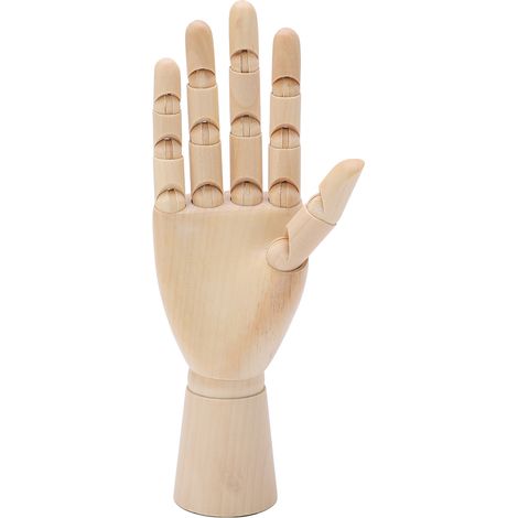 Modèle de main en bois articulé rotatif professionnel, formes variées, mannequin pour croquis, dessin animé et décoration, main droite. (1/5)