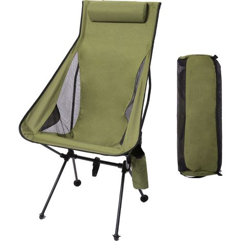 Ployant de camping pliant ultraléger portable, cadre en alliage d'aluminium respirant, chaise de pêche vert olive (1/5)