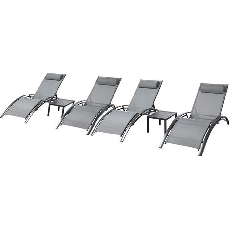 XXL Aluminium Sonnenliege mit Beistelltisch, Stapelbar, Wetterfest (1/5)