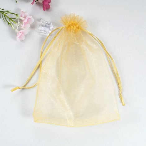 Lot 100 sacs protection grappes, organza raisins fruits, avec cordon, anti-guêpes oiseaux, 20x30cm or (1/3)