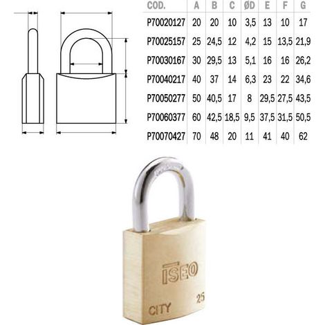 Candado de latón de 60 mm Ka City Iseo