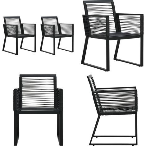 Chaises de jardin lot de 2 Noir Rotin PVC - Chaise De Jardin - Chaises D'extérieur - Mobilier De Jardin - Rotin Pvc - Chaise Design - Home & Living (1/5)