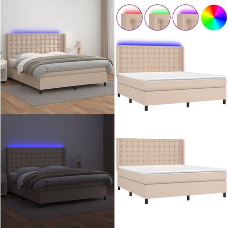 Sommier à lattes de lit matelas LED Cappuccino 160x200 cm - Matelas LED - Tête de lit réglable (1/5)