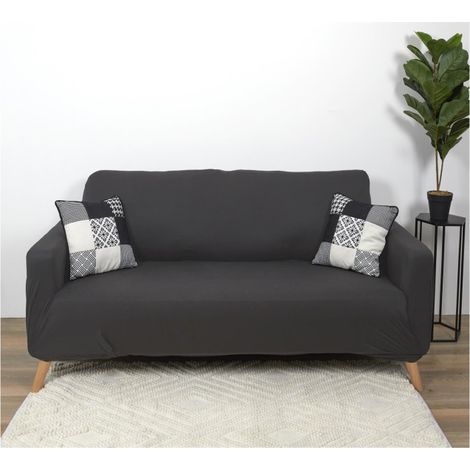 Housse de Canapé 2 Places "Extensible" 80x170cm Gris (1/2)