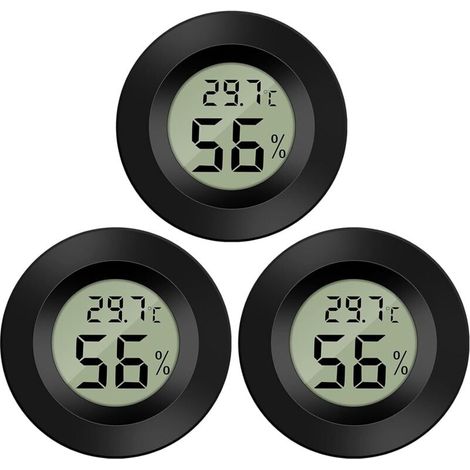 BEBUSINGOTO Paquete de 3 termómetros higrómetros digitales con pantalla LCD y medidor de humedad para humidificadores, deshumidificadores, invernaderos, sótanos y habitaciones de bebé. (1/5)
