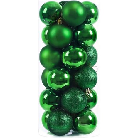 Lot de 24 boules de décoration de Noël – 12 boules brillantes, 6 mates et 6 paillettes incassables en plastique incassable pour sapin de Noël (doré) (1/5)