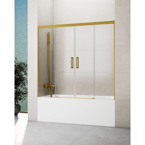 Mampara de bañera. Medida: 152 - 162 cm, BASICA ORO 2 fijos + 2 correderas (1/5)