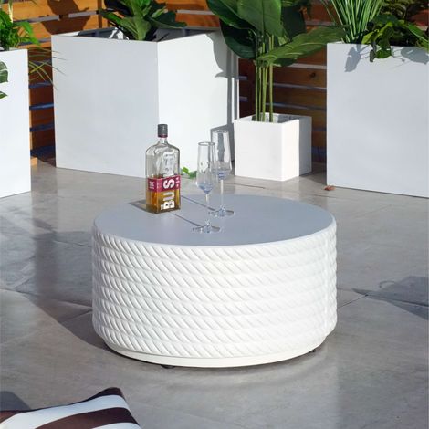 Abrihome Outdoor Indoor Concrete Furniture Coffee Table, White (1/5)