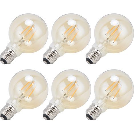 6 Ampoules LED Filament Dimmable 4W E27 Culot Standard Vintage Lumière Chaude Dorée pour Décoration Maison Bar 220V