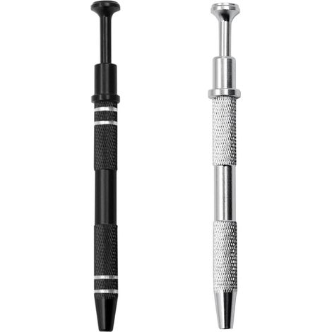 2 Pièce Brucelles à Bijoux, Pince piercing quatre griffes, Support boule piercing, Outil saisie petites pièces, pour Bijoux, Perles, Vis, Pièces Précision. Noir Argent (1/5)