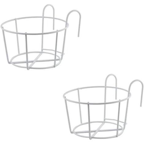 2 Pièces Support Fleurs Rond Crochet,Support Jardiniere Balcon Rond,Support Pot Métal Clôture,Pot Plante Garde Corps Suspendu Clôture,Convient pour Balcon,Jardin,Clôture,Intérieur Et Extérieur (1/5)
