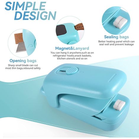 Mini machine sous vide, machine sous vide thermique portable, scelleuse et coupeuse 2 en 1 avec cordon, scelleuse de sacs portable pour plastique (1/4)