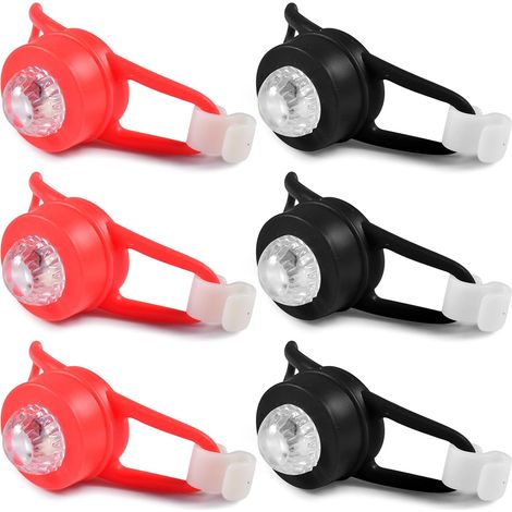 6-teiliges LED-Fahrradlicht, wasserdichtes Fahrradlicht vorne und hinten, Silikon-LED-Fahrradlicht, Beleuchtung für Nachtradfahren, MTB-Mountainbike-Radfahrer (Schwarz + Rot) (1/5)