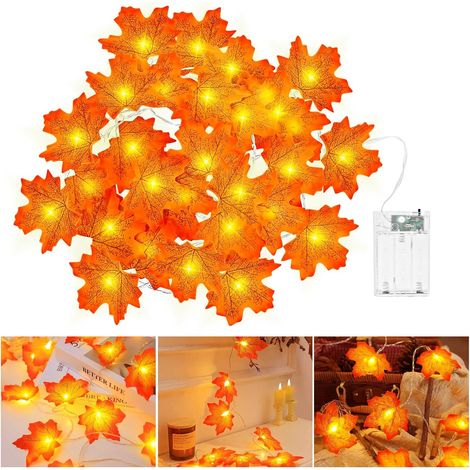 Herbstgirlande, Herbstdekoration für Halloween, 3 m lange, batteriebetriebene Lichterkette mit 20 LEDs in Ahornblattform für Halloween, Partys und Weihnachtsdekoration. (1/5)