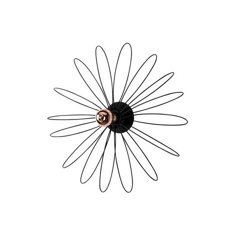 Aplique de pared, metal , negro, 58x12x58, casquillo E 27 Max 40 W