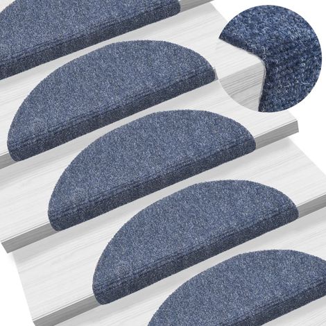 10 pcs Tapis autoadhésifs de marches, Tapis d'escalier, Marchettes D'escalier Bleu 56x17x3 cm Aiguilleté MKS80266 (1/5)