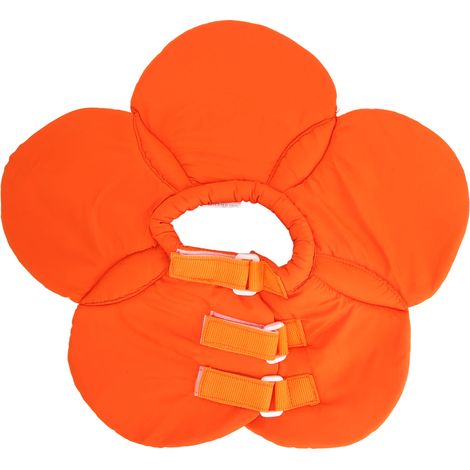 Elizabeth Collar Kuhblumen-Kegelhalsband für Haustiere, verstellbar, atmungsaktiv, faltbar und wasserdicht, für Hunde und Katzen, orangefarbenes Blumenmuster, Größe L (1/5)