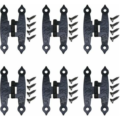 Antike schwarze dekorative Blumenscharniere – 18er-Set – 65 x 33 mm – für Möbel und Schränke – mit Schrauben – Vintage-Hardware (1/5)