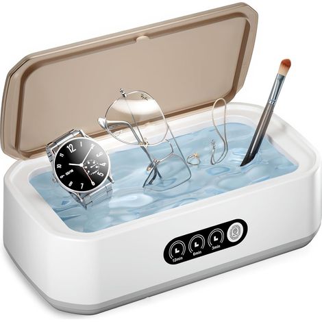 Nettoyeur à ultrasons ultra portable : nettoyage en profondeur de 50 kHz, 3 minuteries et réservoir en acier inoxydable pour bijoux, lunettes et bien plus encore. Indispensable pour la maison et les
