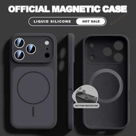 (iPhone 13 Pro Max, Noir) Coque magnétique MagSafe en silicone liquide, compatible avec iPhone, protection antichoc.