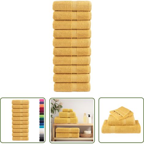 The Living Store Premium-Seiftücher SOLUND 10 Stk. Gold 30x30 cm 600 g/m² - Baumwolle - Seiftuch - Handtuch - Küchenhandtuch - Sporttuch (1/5)