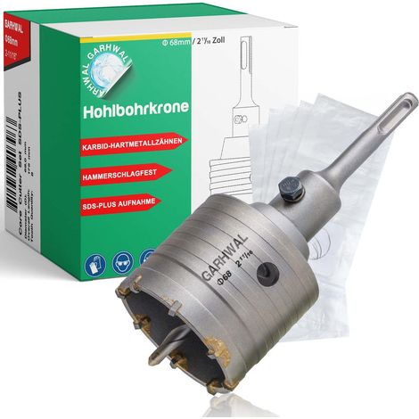 Scie Cloche Couronne Foret à Béton Ø 68mm + Adaptateur SDS Plus 110 mm + Foret Centreur 8x110mm - Pour Béton, Pierres Naturelles, Pierres Artificielles, Marbre (1/5)