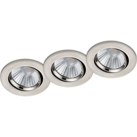 Schwenkbare LED Einbaustrahler Decke 3er Set rund dimmbar Nickel matt 5,5W (1/5)