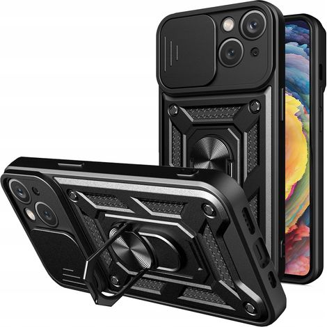 Custodia Hybrid Armor Camshield per Vivo Y16 / Vivo Y02s, custodia rinforzata con copertura per fotocamera, colore nero. (1/5)