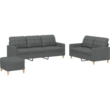Maison Exclusive - Set di Divani 3 pz con Cuscini Grigio Scuro in Tessuto (1/5)