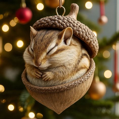 Guirlande Animal En Forme De Gland - Décoration Arbre De Noël En Acrylique - Pour Intérieur - 1 Pièce (1/2)