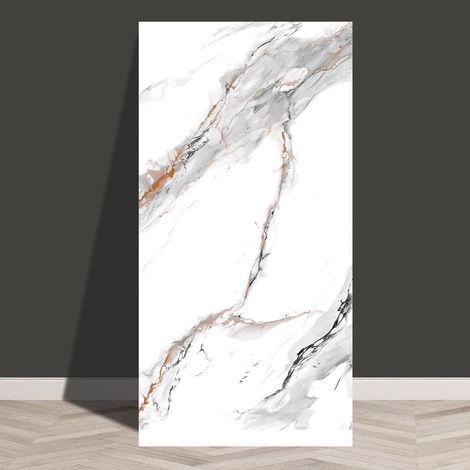 papiers peints style contemporain - Papier peint en marbre imperméable à décoller et coller amovible 118" x 236" H lot de 10 Blanc (1/5)