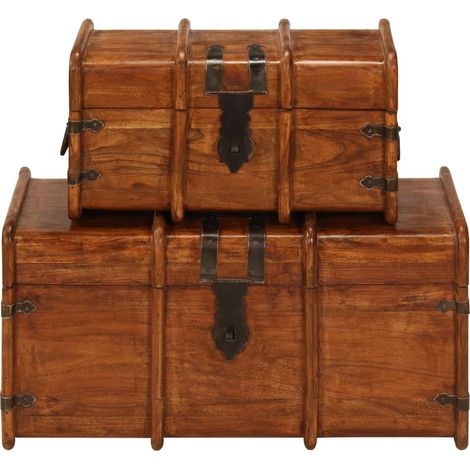 Maison Exclusive - Set Forzieri 2 pz in Legno Massello di Acacia e Finitura Ambra