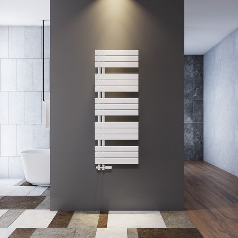 SONNI Portasciugamani a radiatore per bagno 1314x500mm asciugamani con testa termostatica a radiatore Bianco, Attacco  Connessione laterale, 1160 Watt (1/5)