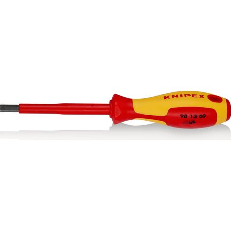 KNIPEX 98 13 60 Destornillador para tornillos de hexágono interior aislados con fundas multicomponentes, según norma VDE Barnizados 212 mm