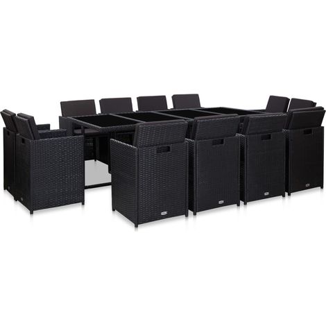 Ensemble à manger d'extérieur 13 pcs coussins Résine tressée vidaXL