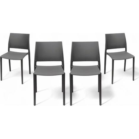 Set di 4 Sedie Milano Moderna in Polipropilene Grigio