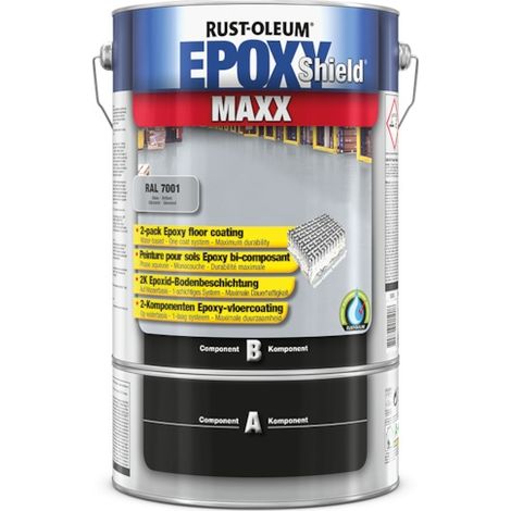 Peinture pour sol EPOXYSHIELD MAXX - gris acier RAL 7001 - satiné - 5 L - RUST-OLEUM