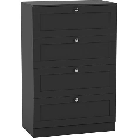 Altino 4 Drawer Chest of Drawers Bedroom Clothes Storage Unit, Black