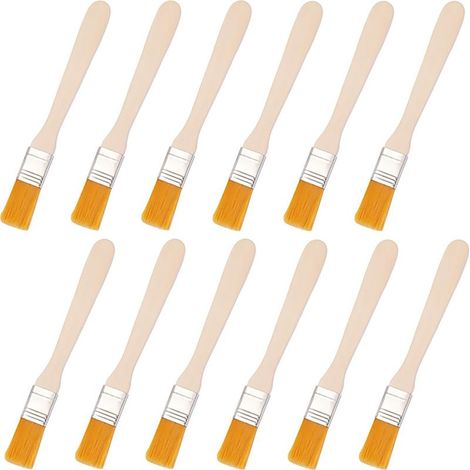 12 Pcs Wall Paint Brushes, Small Flat Brush with Wooden Handle for Wall Painting, Paint, Glue and DIY (2.5 1.5 13cm)