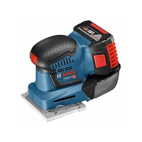 BOSCH GSS 18V-10 Vibrationsschleifer - 2 Batterien 18V 5.0Ah, Ladegerät und Koffer + 3 Schleifblätter und 3 Platten - 06019D0201 (1/5)