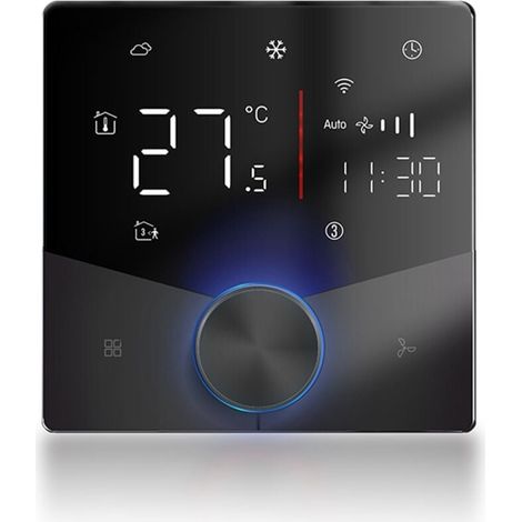 Thermostat de climatiseur WiFi 5 + 2 jours 6 périodes, contrôleur de température de climatisation centrale Programmable noir (1/4)