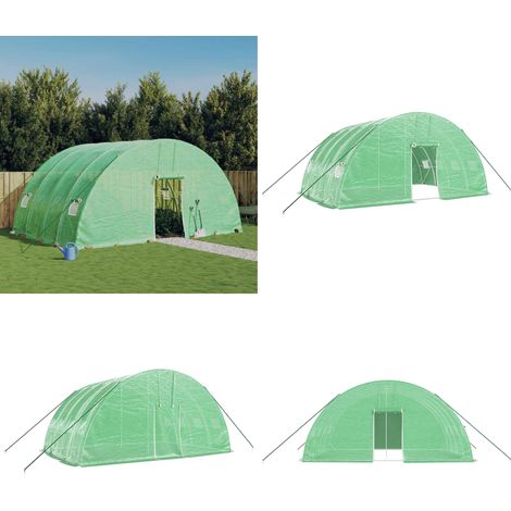 Serre avec cadre en acier vert 24 m² 6x4x2,85 m - Serre De Jardin - Abri Jardin - Tunnel De Culture - Greenhouse - Serrez Verdure - Home & Living (1/5)