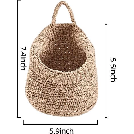 Panier suspendu tressé main marron moyen, rangement mural cuisine nid multi-usages, filet pour pot de fleur (1/5)