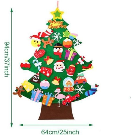 Feutre Arbre De Noël pour Enfants, DIY Feutre Arbre De Noël avec 34Pcs Ornements, Sapins De Noël DéCoration pour Murales Fenêtre (1/4)