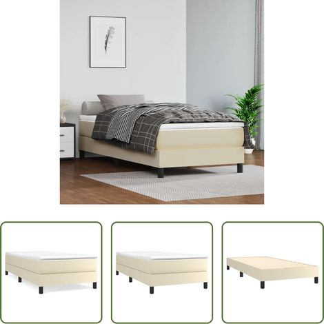 Kunstlederbett - Boxspringbettgestell Creme 90x200 cm Kunstleder (1/5)