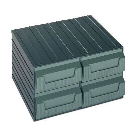 Terry 1000027 Servoblock Cassettiera Portaminuteria 4 Cassetti Modulare con Porta Etichetta colore Verde