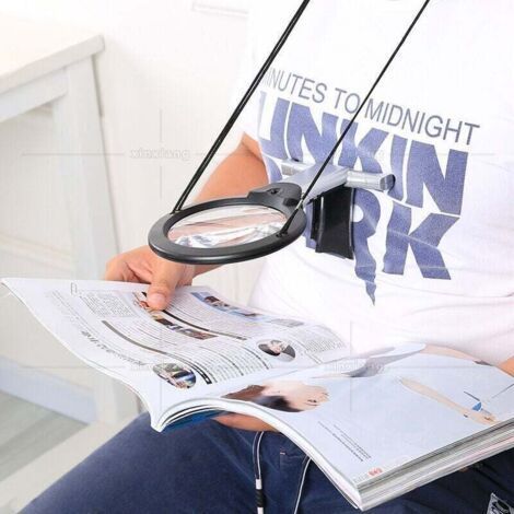 Loupe géante avec lampe LED - Mains libres - Pour la lecture - Pour le cou et le bureau