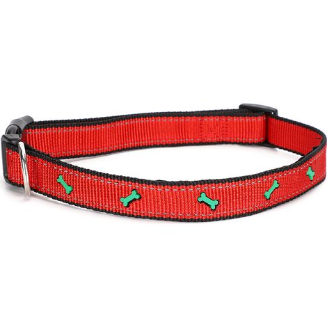 Collier de sécurité réfléchissant ajustable en nylon rouge pour chiens et chats, avec boucle de sécurité. (1/5)
