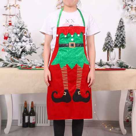 Tablier De Noël - Motif Père Noël Et Bonhomme De Neige - Coton Polyester - Pour Cuisine Boulangerie Artisanat Ménage - 1 Pièce (1/3)