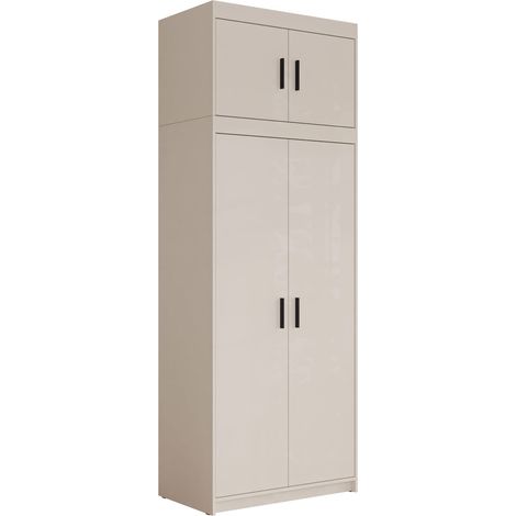 Armoire Novduni 103, Beige, 246x90x53cm, Portes d'armoire: Avec des charnières, Nombre d'étagères: 6